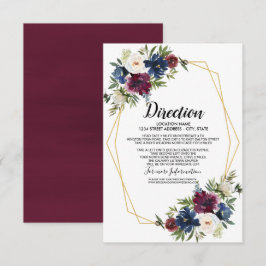 Geometric Ram Burgundy Navy Flowers Bröllop Inbjudningar