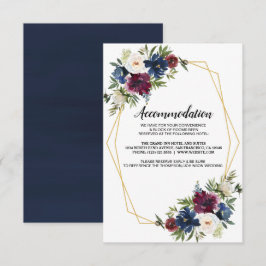 Geometric Ram Burgundy Navy Flowers Bröllop Inbjudningar