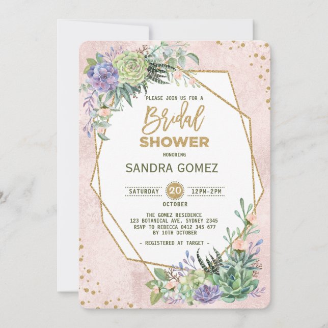 Geometric Ram Fiesta Möhippa Cactus Inbjudan (Framsida)