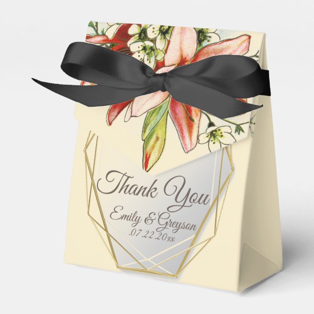 Geometric Ram med Tropical Lilies Bröllop Presentaskar (Framsidan Sidan)