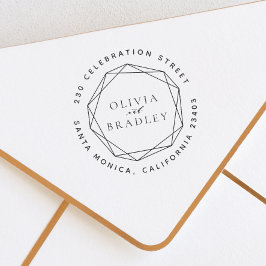 Geometric Ram & Round Returadress Bröllop Självfärgande Stämpel