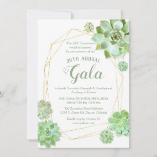 Geometric Ram Succulents Charity Gala Inbjudningar
