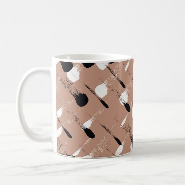 Geometric Rand Brown Seamless Mönster Kaffemugg (Vänster)