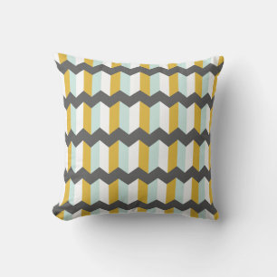 Geometric Rand Chevron Mint och Gult Mönster Kudde