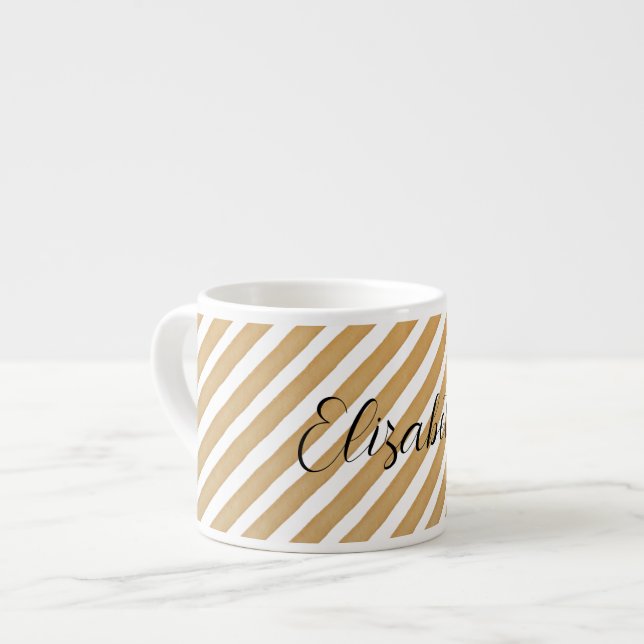Geometric Rand Mönster Monogram Espressomugg (Framsida vänster)
