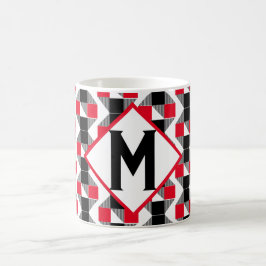 Geometric red and black Classic Monogram initial Kaffemugg