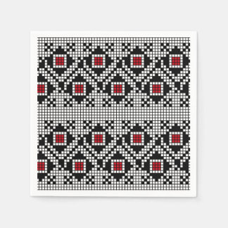 Geometric Red and Black FolRumänmotif Pappersservett