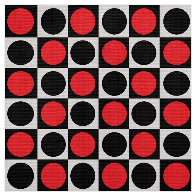 Geometric Red Black Dots Tyg (Provkarta)