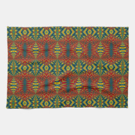 Geometric Red Blue & Gult Vintage Tribal Ethnic Kökshandduk