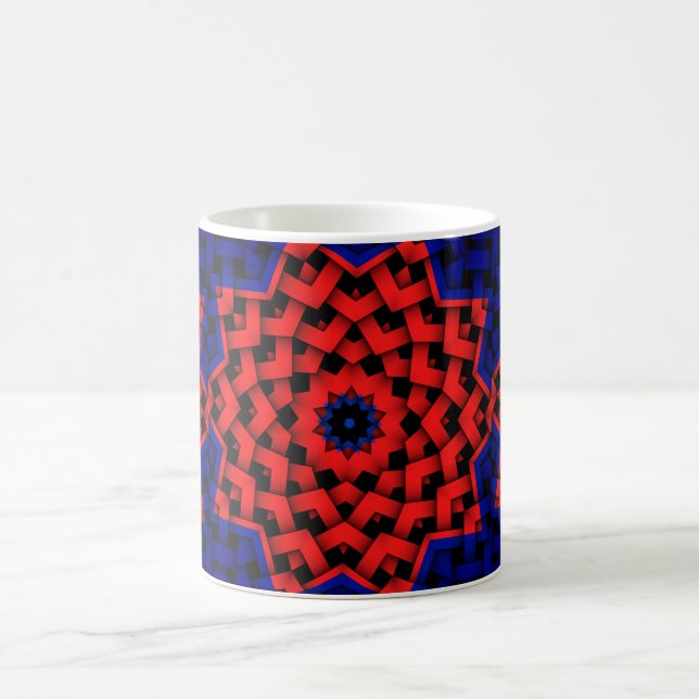 Geometric Red Blue Star Circle Mönster Coffee Tea Kaffemugg (Center)