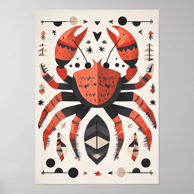 Geometric Red Crab Poster (Framsidan)