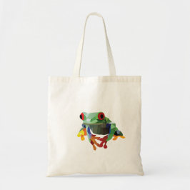 Geometric Red Eyed Träd Frog Tote Bag Tygkasse