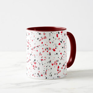 Geometric Red Grått Terrazzo Mönster Mugg