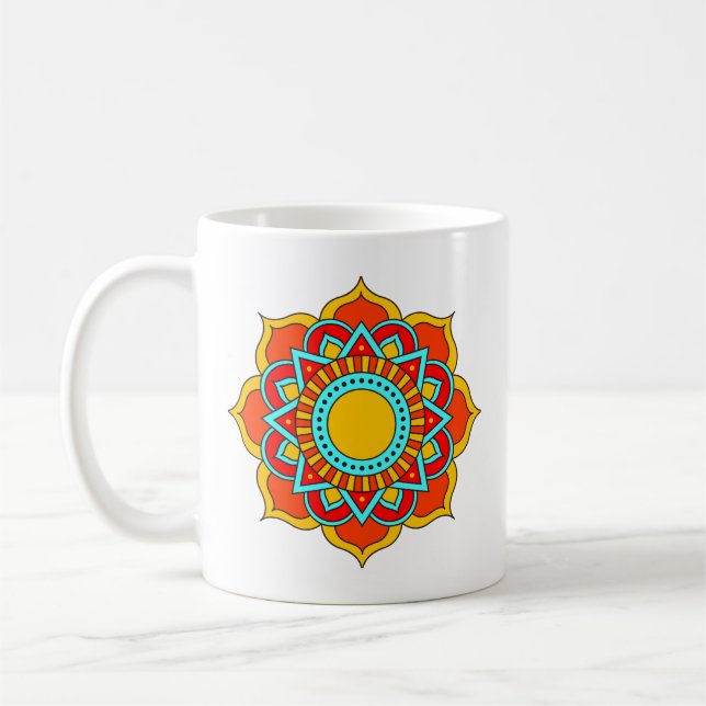 Geometric Red Mandala Flower-54567 Kaffemugg (Vänster)