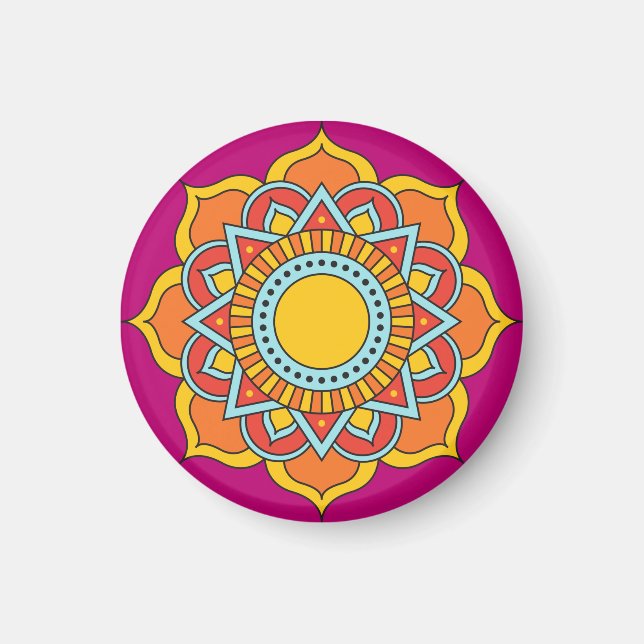 Geometric Red Mandala Flower-54567 Magnet (Framsidan)