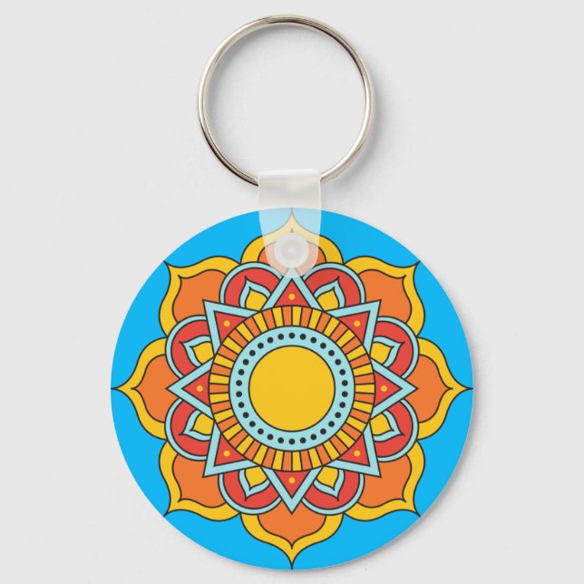 Geometric Red Mandala Flower-54567 Nyckelring (Framsida)