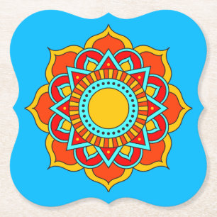 Geometric Red Mandala Flower-54567 Underlägg Papper