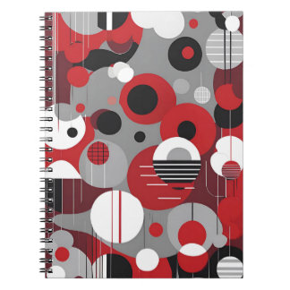Geometric Red Notebook - feta och moderna cirklar Anteckningsbok