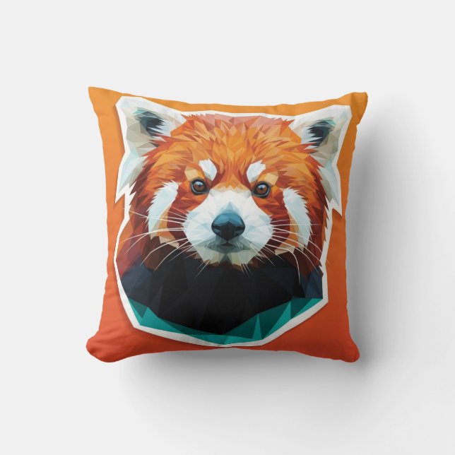 Geometric Red Panda Kudde (Framsida)