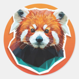 Geometric Red Panda Runt Klistermärke