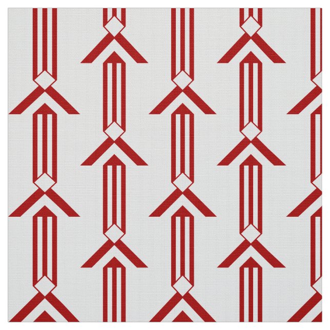 Geometric Red Rand och Chevrons på White Fabric Tyg (Provkarta)