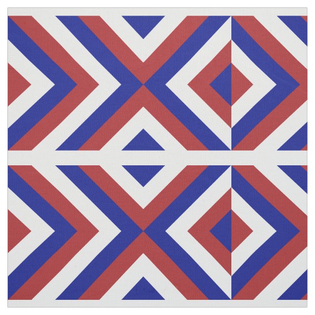 Geometric Red, White och Blue Chevrons Tyg (Provkarta)