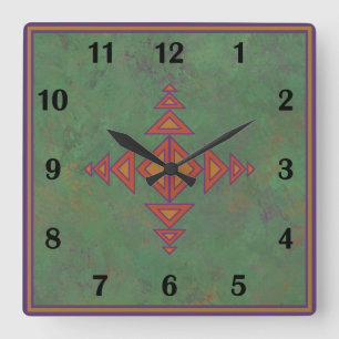 Geometric Regular Stil i sydvästra Grönten Fyrkantig Klocka