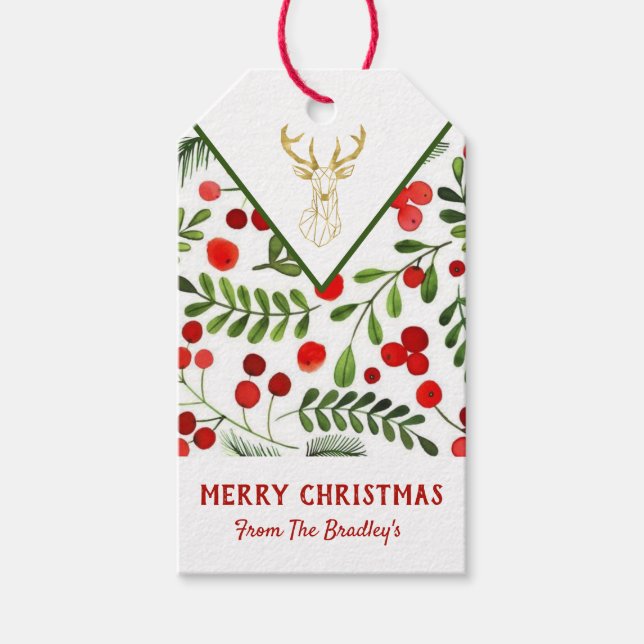 Geometric Reindeer jul Gift-Märkre Presentetikett (Framsidan)