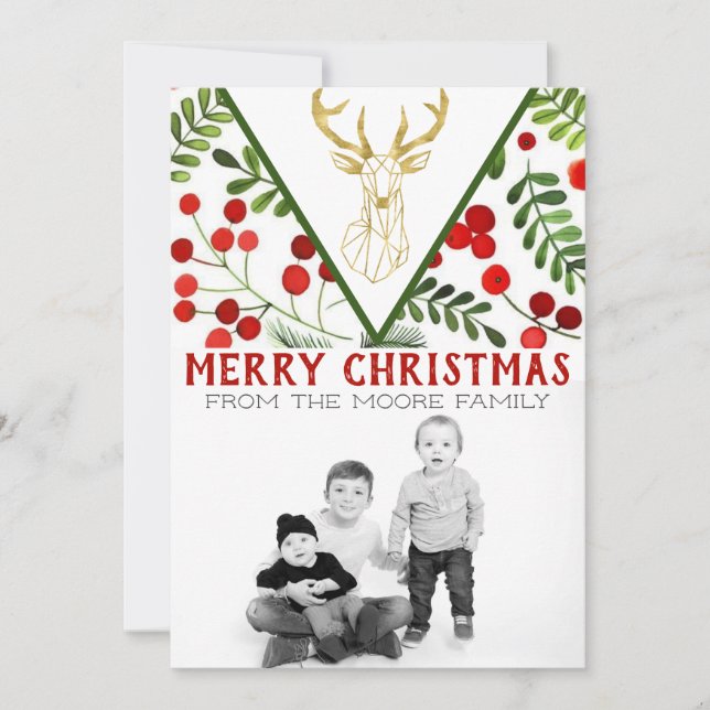 Geometric Reindeer Photo-julkort Julkort (Framsida)