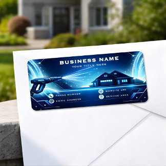 Geometric Residential Pressure Washing Glow Adressetikett