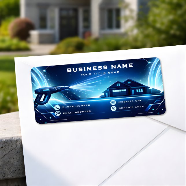 Geometric Residential Pressure Washing Glow Adressetikett (Skapare uppladdad)