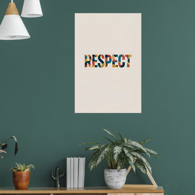 Geometric "Respect" Ord i fet Färg Poster (Vardagsrum 1)
