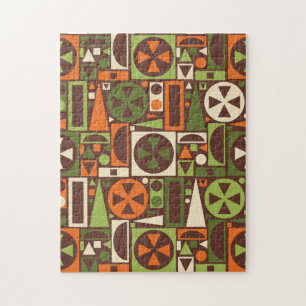 Geometric Retro 50s Modern Abstrakt i mitten av år Pussel