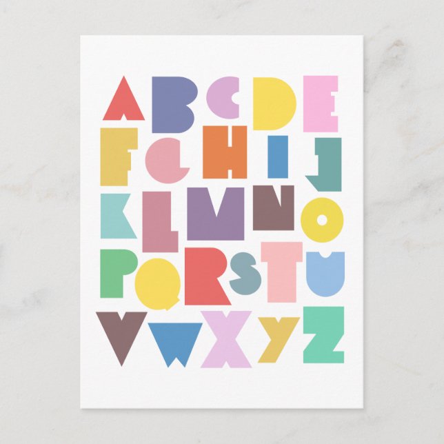 Geometric Retro Alphabet Vykort (Framsida)