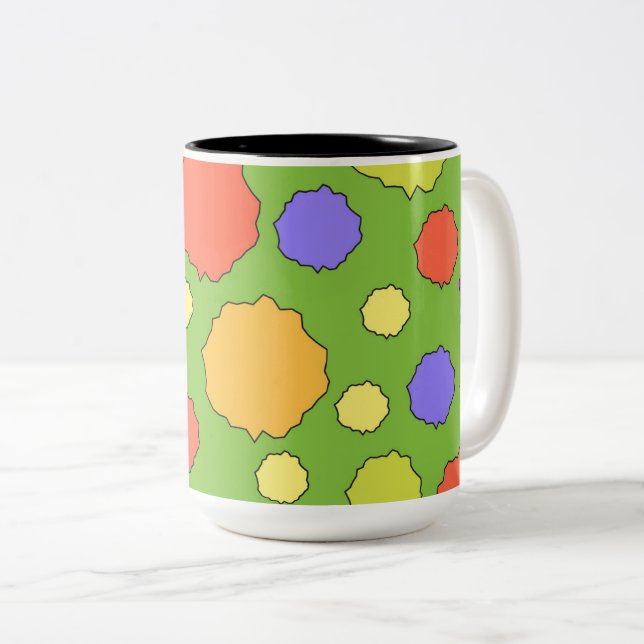 Geometric retro colorful polka dots Två-Tonad mugg (Framsida höger)