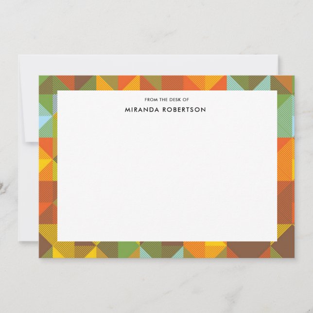 Geometric Retro Fabric Mönster Note-kort Anteckningskort (Framsida)