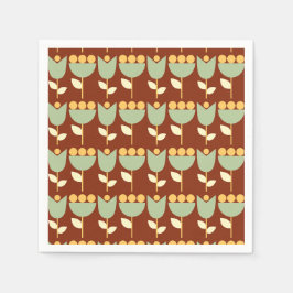 Geometric Retro Flower Bauhaus Brown Birthday Pappersservett