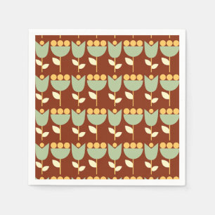 Geometric Retro Flower Bauhaus Brown Birthday Pappersservett