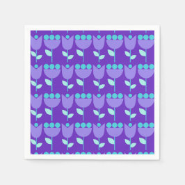 Geometric Retro Flower Bauhaus Lila Birthday Pappersservett