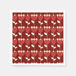 Geometric Retro Flower Bauhaus Maroon Birthday Pappersservett