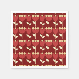 Geometric Retro Flower Bauhaus Maroon Birthday Pappersservett