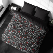 Geometric Retro-fyrkanter på Black Duvet Cover