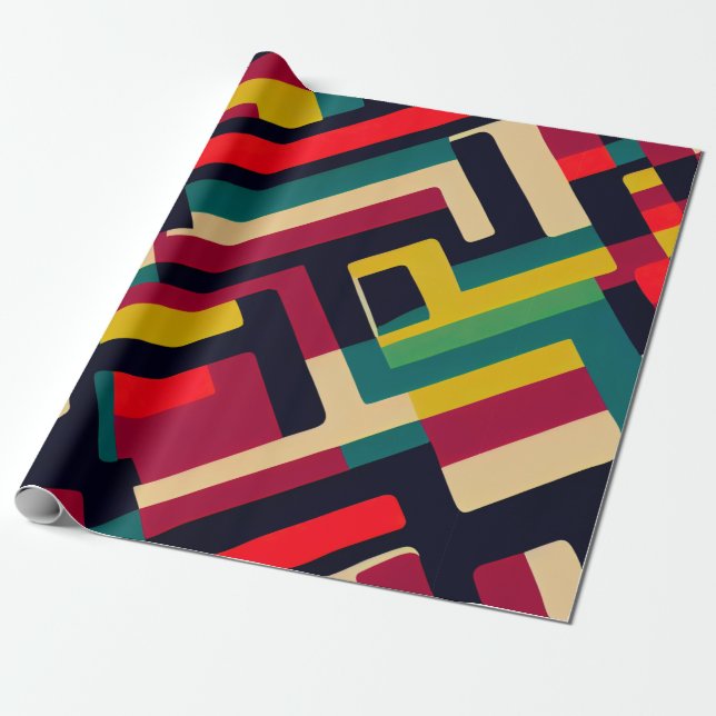 Geometric Retro Gift Wrapping Papper Presentpapper (Utrullad)