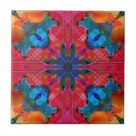 Geometric Retro Hippie Fantasy Tile Kakelplatta