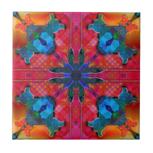 Geometric Retro Hippie Fantasy Tile Kakelplatta