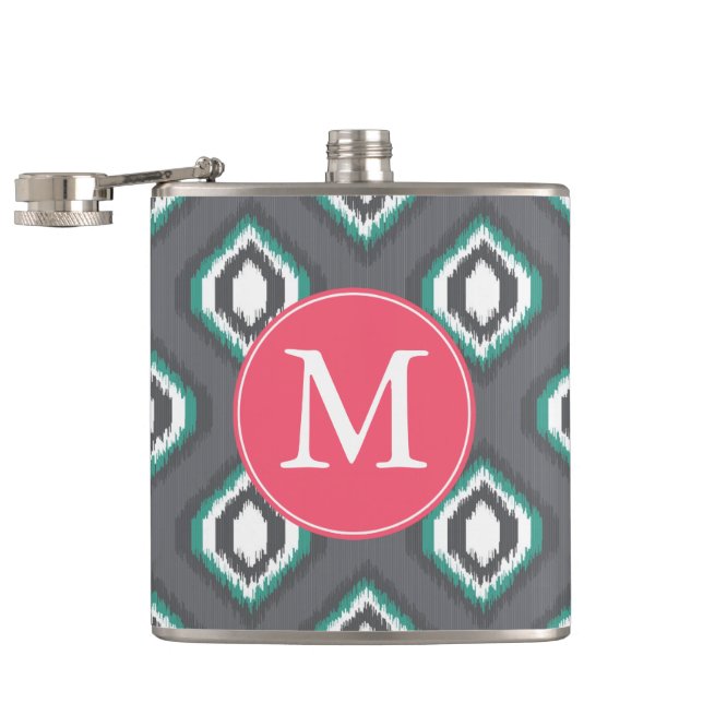 Geometric retro ikat tribal mönster | Monogram Fickplunta (Öppnad)