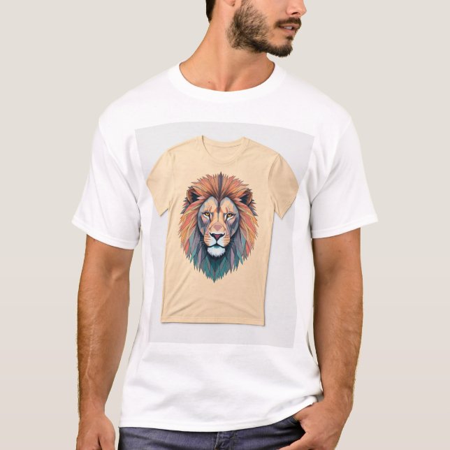 "Geometric Retro Lejon: 80s & 90s Throwback Tee" T Shirt (Framsida)