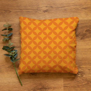 Geometric Retro Modern Orange Sol i medelårhundrad Kudde