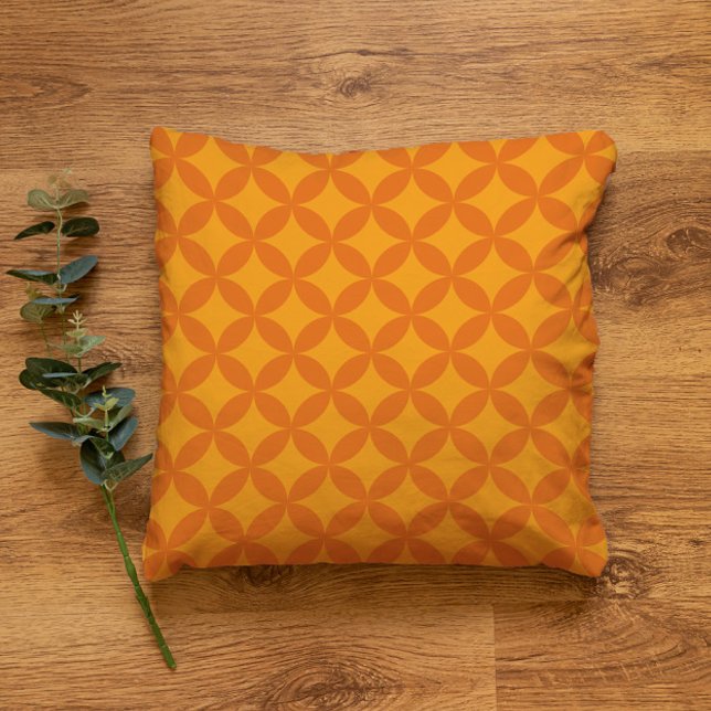 Geometric Retro Modern Orange Sol i medelårhundrad Kudde (Orange Sun Throw Pillow)
