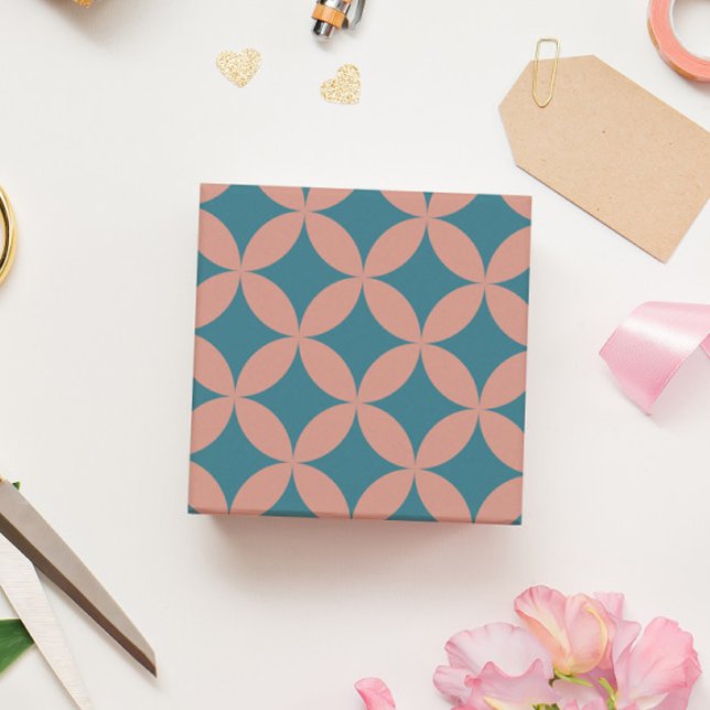 Geometric Retro Modern persikoblått för Mod i mitt Presentpapper (Mid Mod Wrapping Paper in Peach and Blue)